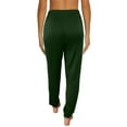 thumbnail image 4 of Comfy Cotton Elastic Waist Sweatpants Sports Gym Joggers Pants with Pockets Womens Activewear Casual Loungewear (L, Army Green), 4 of 7
