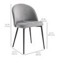 thumbnail image 3 of HOMCOM Dining Chairs Set of 2, Mid-Back Velvet-touch Upholstery Side Chair, 3 of 10