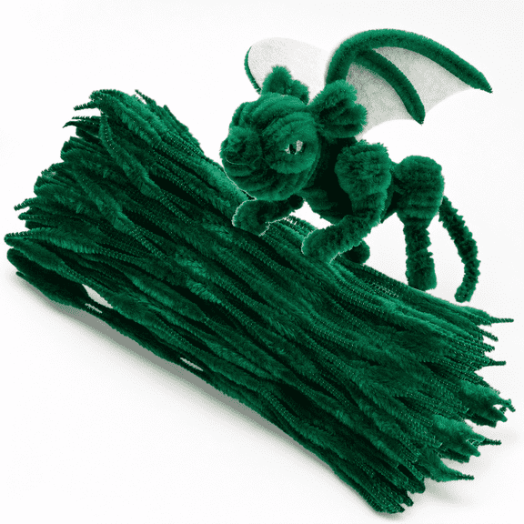 100 PCS Green Chenille Stem Pipe Cleaners for DIY Arts Crafts Supplies