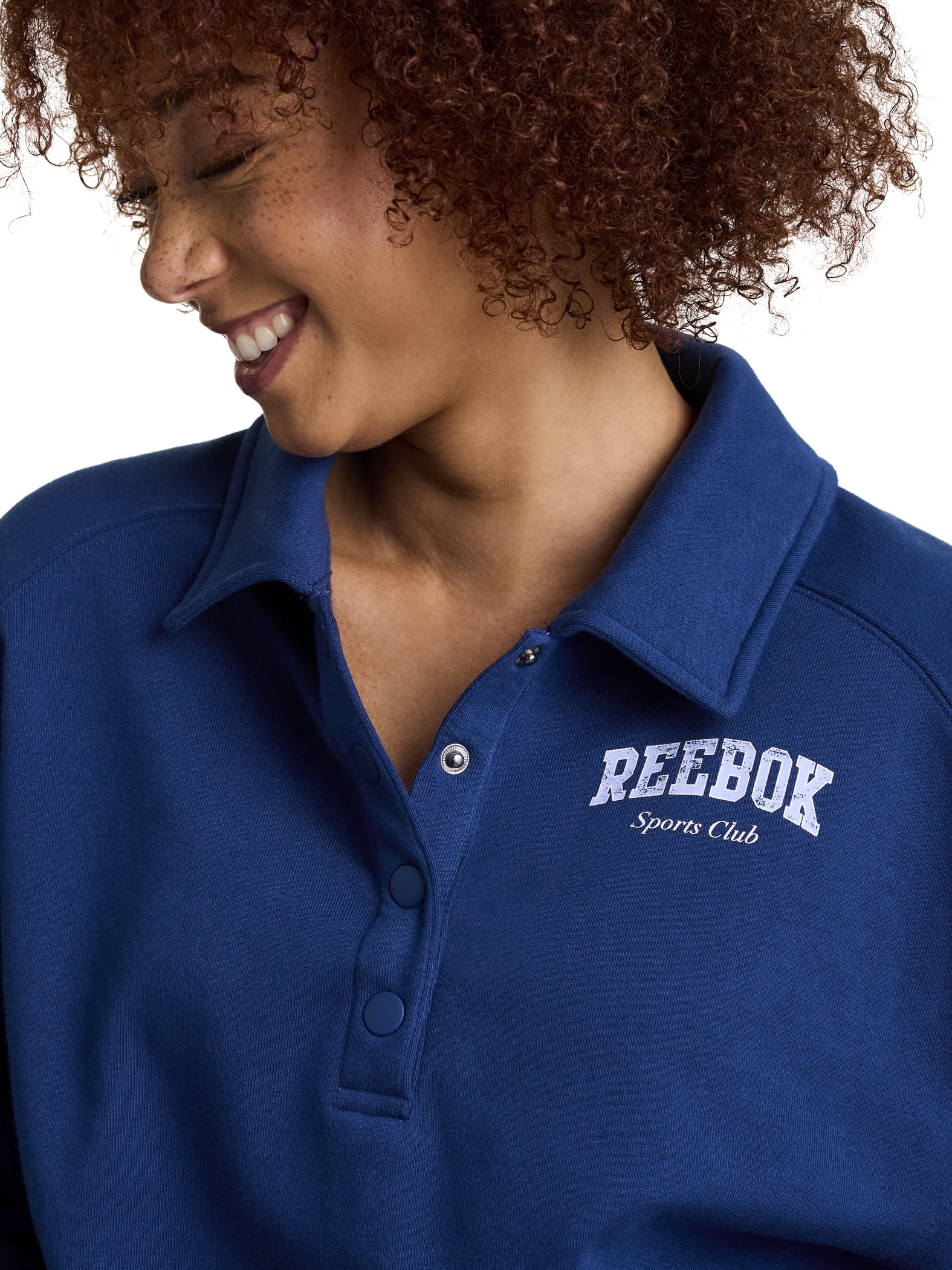 Reebok Women's and Women's Plus All Seasons Oversize Polo Sweatshirt, Sizes XS-4X