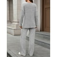 thumbnail image 3 of FEOYA Womens Ribbed Knit Lounge Set Ladies 2 Piece Matching Pajamas Fall Long Sleeve Sleepwear Outfits Cozy Loungewear S Gray, 3 of 7