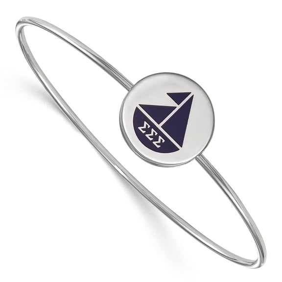 Sterling Silver Official Licensed Greek Sororities 7in Sigma Sigma Sigma (???) Enameled Slip-on Bangle