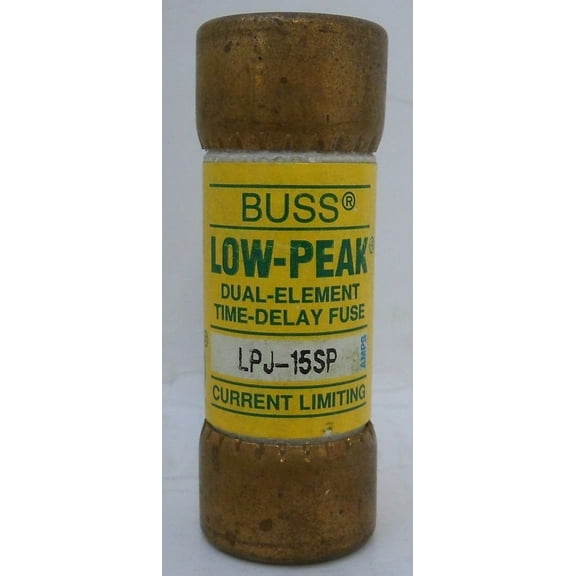 Bussmann LPJ-15SP 15 Amp Low-Peak Dual Element Time Delay Current Limiting Class J Cartridge Fuse UL Listed, 1 Pack