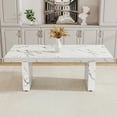 thumbnail image 3 of White Marble Dining Table - 78.7" MDF Kitchen Table for 8-10, Versatile Home/Office Use. Elegant, Durable, Easy Clean. Perfect for Dining Room, Kitchen, or Workspace., 3 of 27
