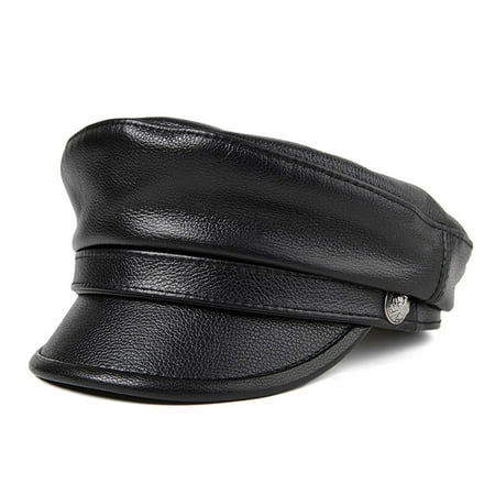 Sailor Cap Milit-ary Women Red Genuine Leather Top Army Caps Ladies Real Leather Autumn Winter Luxury Captain Hat Fashion