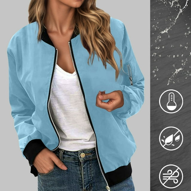 HUITKMM Veste d'Hiver pour Femmes Veste Décontractée à Fermeture Éclair Couleur Unie
