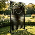 thumbnail image 2 of Ktaxon 3 Panel Security Fence Outdoor, Metal 49x72 Inch, Vertical Yard Privacy Panel with Aluminum Frame, Black, 2 of 9