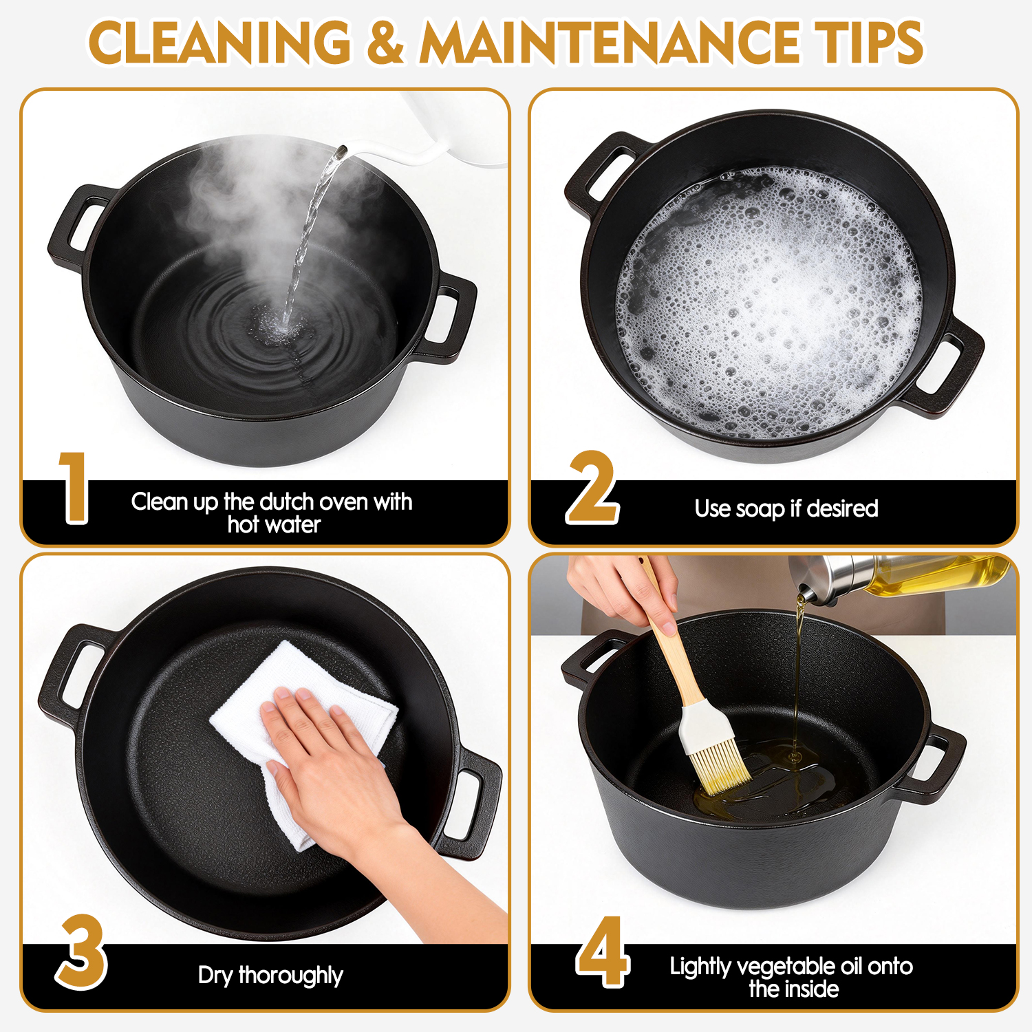 TAIMASI 5-Qt Cast Iron Dutch Oven with Reversible Skillet Lid photo 4