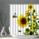 thumbnail image 1 of Cortina de ducha con girasoles, flores amarillas y hojas verdes, tela blanca para baño, 1 of 6