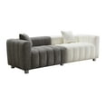 thumbnail image 4 of SZLIZCCC 87.4'' 3 Seater Velvet Sofa Loveseat , Modern Bubble Upholstered Couch with 2 Pillows and Metal Feet for Living Room Gray+White, 4 of 7