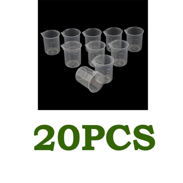 20 Piezas de Plástico de Grado Alimenticio, Taza de Medición Graduada Transparente, Vaso de Precipitados, Recipiente para Jarra de Laboratorio, Medici Macarena Vaso graduado de medición