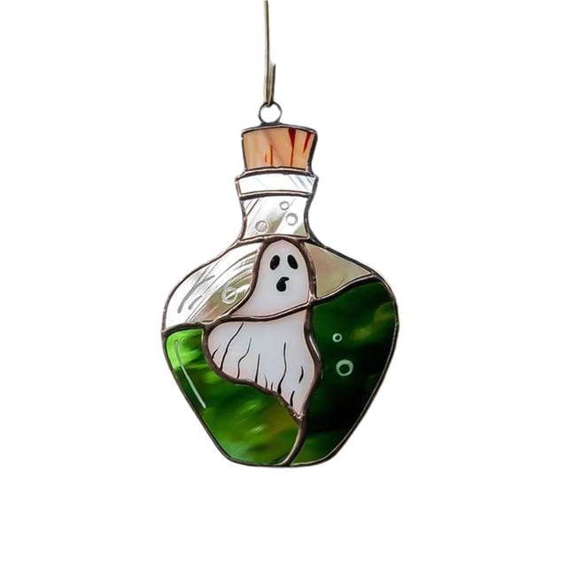 Bearachild Acrílico Fantasma Teñido Colgante Ventana Tapices Colgante Colorido Decoración de Halloween Creativo Fantasma Botella Colgante Divertido Jardín y Patio No.1 Bearachild HA027095-01