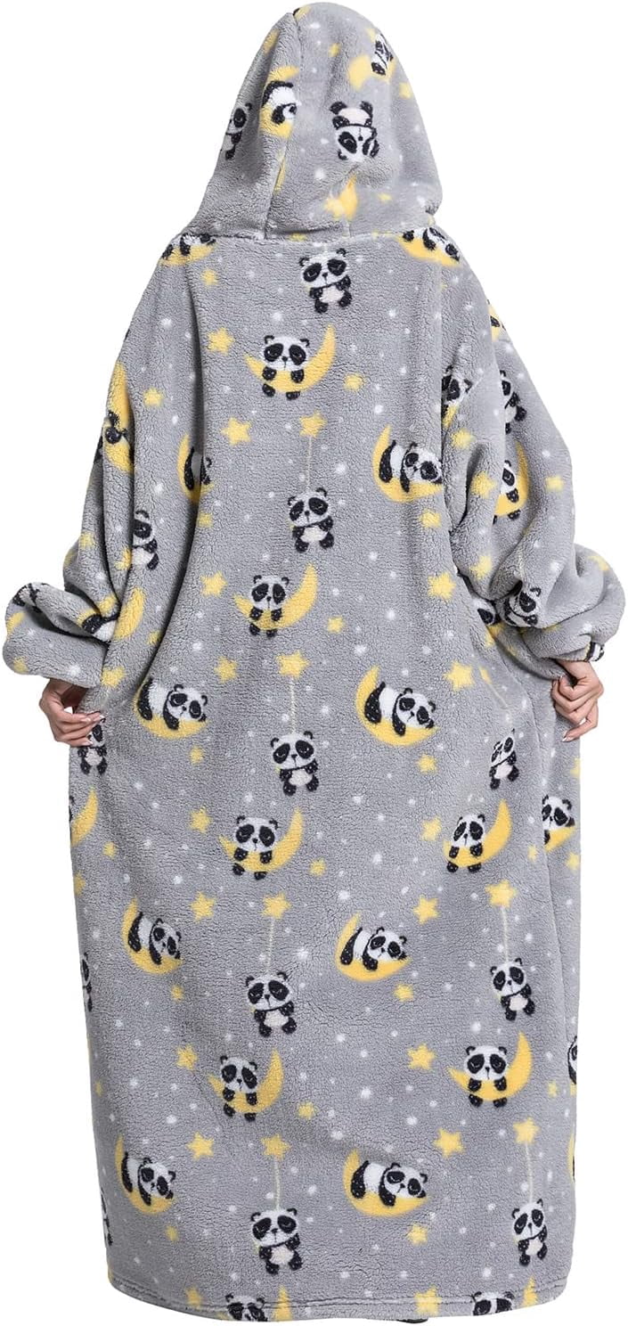 Wehilion Oversized Blanket Hoodie,Adult Snuggle Fleece Wearable Blanket Fluffy Giant Hooded Sweatshirt,Adult 140cm Leght