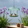 thumbnail image 4 of huayou Green Vertical Strip Bird Feeder Rain Cover, Wide Dome Wind Shield, Decoration, for Outdoor Hanging Bird Feeder, 9.84x4.72 inch, 4 of 6