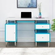 Naomi Home Elani Contemporary Two-Tone Computer Desk - Robin Egg Blue, White
