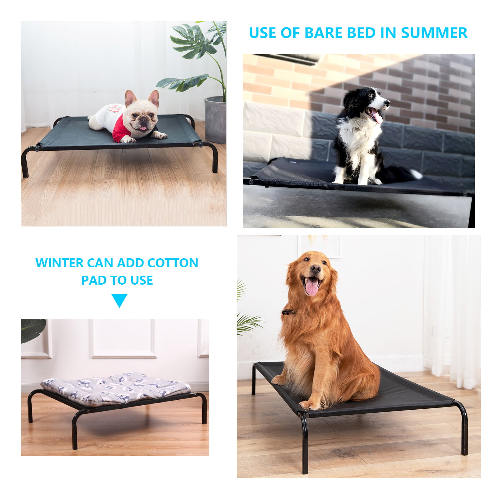 Outdoor Elevated Dog Bed - 49in Cooling Pet Dog Beds for Extra Large Medium Small Dogs - Portable Dog Cot for Camping or Beach, Durable Summer Frame W