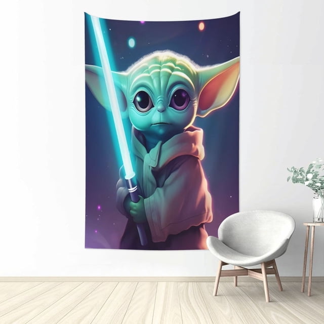 Tapiz de Yoda, tapiz grande para colgar en la pared, para sala de estar, dormitorio, póster, fondo de decoración del hogar para niños, niñas y adultos, 80 x 60 pulgadas