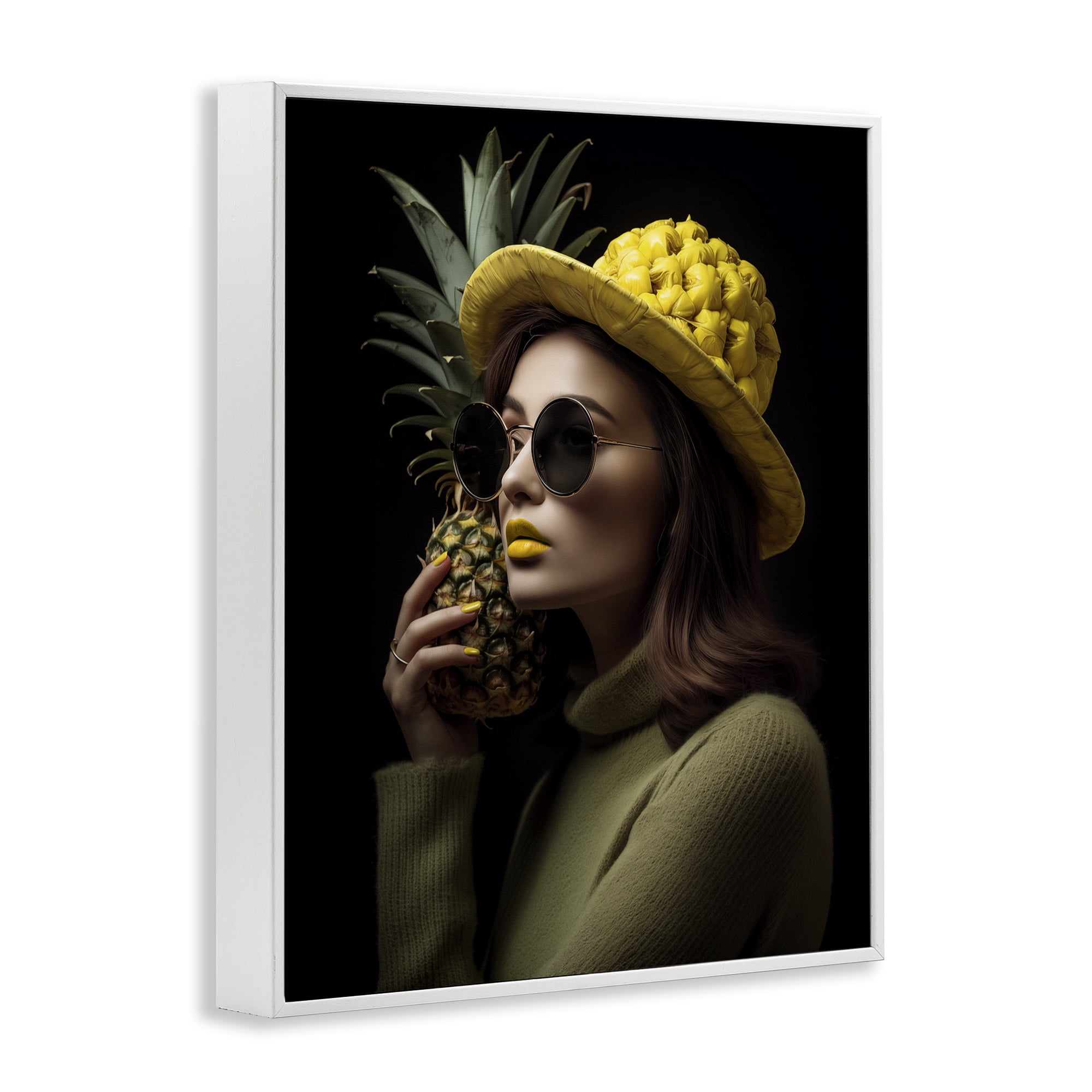 Stupell Industries Chic Tropical Woman Novelty Painting White Framed Art Print Wall Art, 24 x 30
