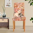 thumbnail image 4 of Yayeee 4 Pack Dining Chair Covers Stretch Parson Chairs Slipcovers Seat Protector, Abstract Orange Flowers, 4 of 6