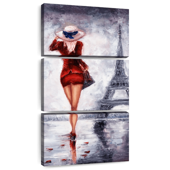 Elephant Stock Fashion Wall Art - Vertical Multi Panel Canvas - Living Room Wall Decor - Fashion And Beauty Multi Panel - Red And Gray Decor - 12" x 27"