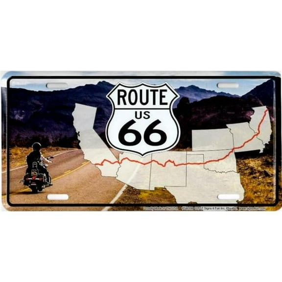 Route 66 Mountains Map Metal License Plate