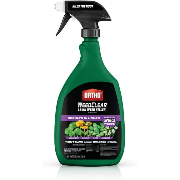 Ortho WeedClear Lawn Weed Killer Ready-to-Use1 - Results in Hours, Kills Dollarweed, Dandelion, Clover and Chickweed to the Root, Won't Harm Lawn Grass When Used as Directed, 24 oz.