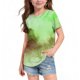thumbnail image 1 of Blusas y camisas de manga corta con cuello redondo Camiseta estampada de manga corta para niños Cuello redondo Media manga Casual Versátil Top de poliéster para niñas, 1 of 5