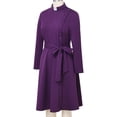 thumbnail image 5 of Afinprain Womens Clergy Long Sleeve A‑Line Dress with Tab Collar Tie Belt Side Buttons, 5 of 7
