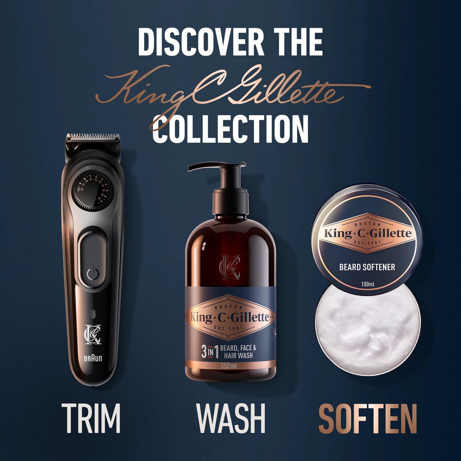 King C. Gillette Beard Softener, beard balm with argan oil for beard softening and deep conditioning, 100ML