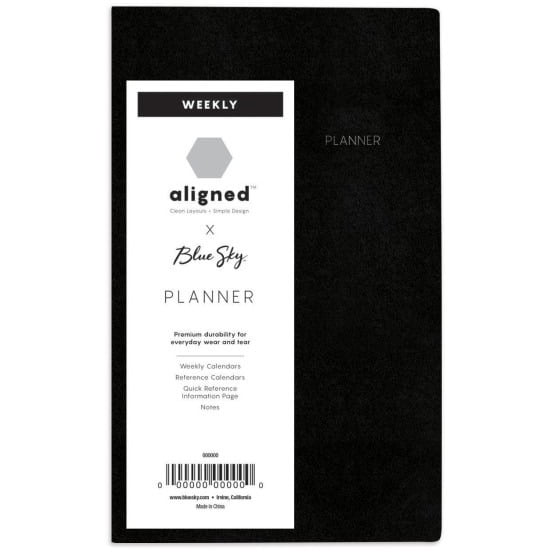 Aligned 2021 Weekly & Monthly Planner 3.75' x 6', Black