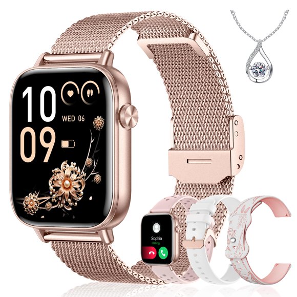 Iaret Smart Watch for Women, 1.83" HD Fitness Tracker with 4 Bands, Answer/Make Calls, Heart Rate/Sleep/SpO2/Step Tracking, 100+ Sport Modes, Android