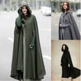 thumbnail image 6 of Ladies Autumn Winter Loose Cape Hooded Coat Poncho Cape Knitted Sweater Long Cardigan Trench Coat Outwear(L), 6 of 6