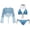 Blue Fish Scales, variant on Rainbow Love Heart Print Tie Bathing Suits Sets 3Piece Women's Triangle String Beach Suit with Coverup Tops Halter Triangle Bikini Sets