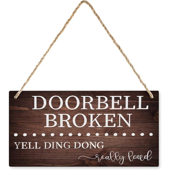 Wooden Decor Signs Doorbell Broken Yell Ding Dong Really Loud Home Decorative Printed Wood Wall Art Sign Yard Garden Porch Decor Sign Farmhouse Front Door Wooden Hanging Sign 5x10 Inch