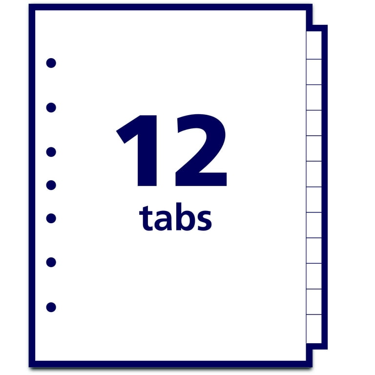 Preprinted Tab Dividers, 12-Tab, A to Z, 8.5 x 5.5, White, 1 Set Preprinted Tab Dividers, 12-Tab, A to Z, 8.5 x 5.5, White, 1 Set