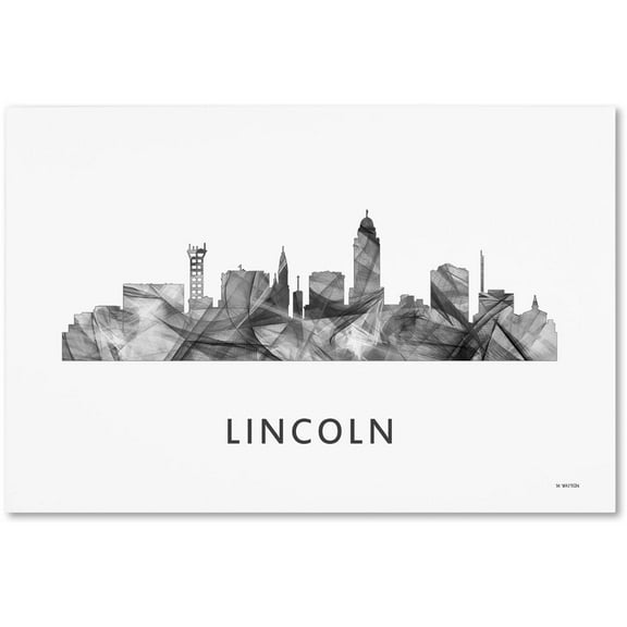 Trademark Fine Art 'Lincoln Nebraska Skyline WB-BW' Canvas Art by Marlene Watson