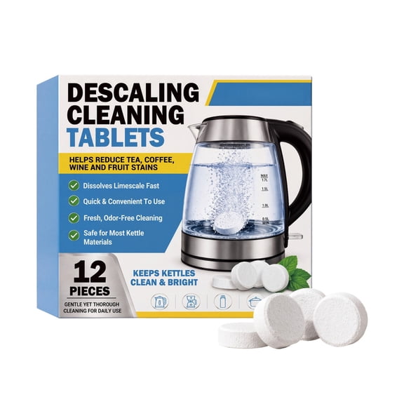 Kettle Descaler Tablets, 12 Count Electric Kettle Cleaner Limescale Remover for Coffee Maker, Humidifier and Water Pot Care