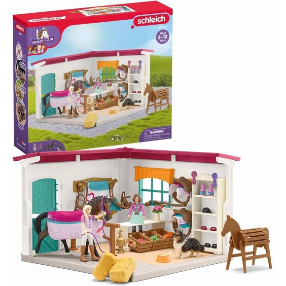 Schleich Horse Club - 67PC Sofia's Tack Shop Playset with Toy Horse Figurine, 2 Poseable Action Figures and Accessories - Realistic Preten