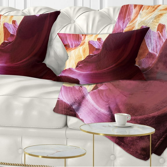 Designart Purple in Antelope Canyon - Landscape Photography Throw Pillow - 12x20