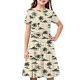 thumbnail image 2 of MKOSPLRT Robe d'Été Extensible pour Filles, Coupe Trapèze, Tournoyante, Style Patineuse, Manches Courtes, Col Ras du Cou, Robe à Imprimé Rétro, Robe Décontractée Évasée, Robe Soleil 4-14 Ans, 2 of 8