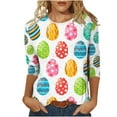 thumbnail image 2 of POTETI Easter Tops Women,Womens Happy Easter Day Summer 3/4 Sleeve Crew Neck Shirts for Women, 2 of 4