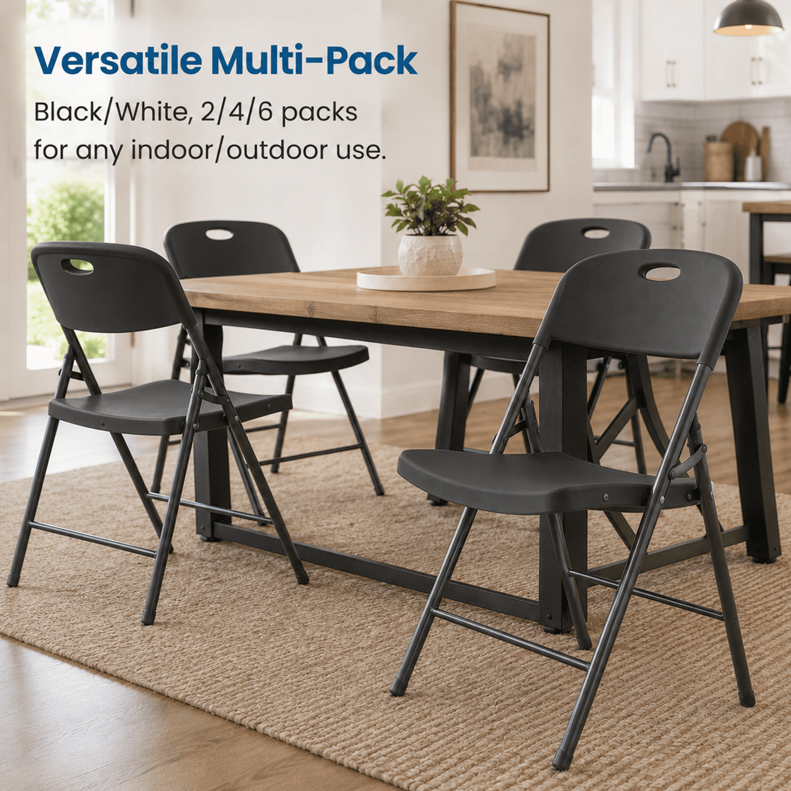 Alvantor Folding Chair, 350-Pound Capacity, Indoor Outdoor Plastic Commercial Stackable Foldable Guest Chairs for Events, Space-Saving