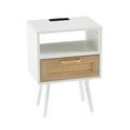 thumbnail image 4 of Oufan Rattan Nightstand, Boho End Table with Drawer & Storage, Power Outlet & USB PortsCane Accent Bedside End Table with Solid Wood Legs for Bedroom, Dorm, 4 of 13