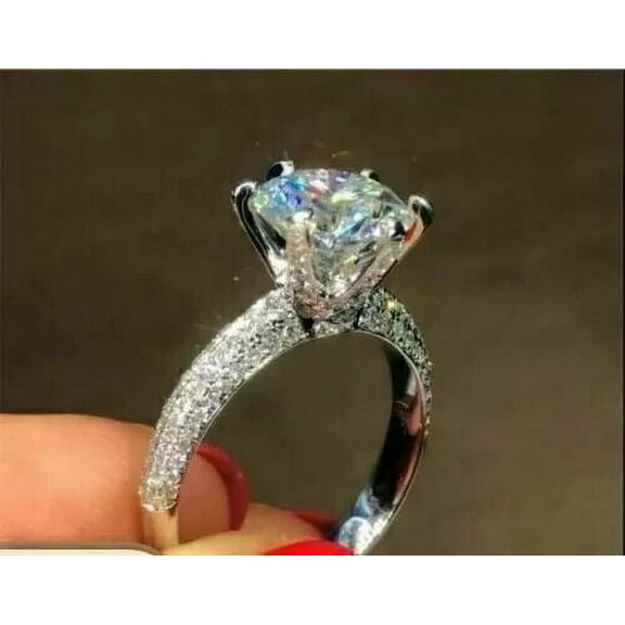 2Ct Round Cut Lab-Created Diamond Women's Solitaire Engagement Ring 14K White Gold Plated Silver