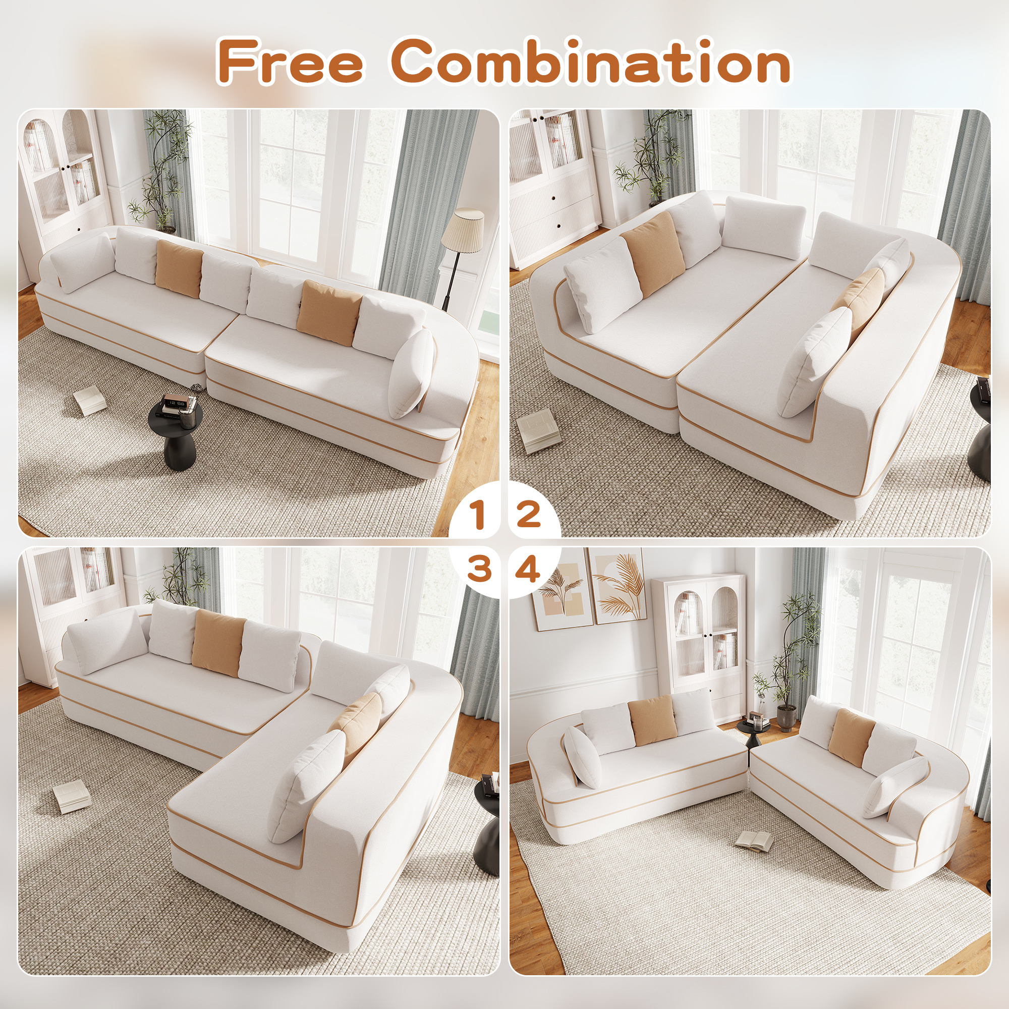 Alvantor 135"Cloud Sectional Couch with Chaise, L-Shape Teddy Fabric Boneless Sofa with Deep Seat, Modern 4-Seat Upholstered Sofa for Living Room, Green