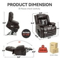 thumbnail image 2 of Newest Dual Motor Infinite Position Up to 350 LBS Electric Medium size Brown Power Lift Recliner Chair with 8-Point Vibration Massage , Lumbar Heating, 2 of 9