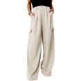 thumbnail image 1 of Womens High Waisted Wide Leg Cargo Pants Baggy Casual Combat Military Pants with 4 Pockets, 1 of 6