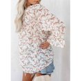 thumbnail image 2 of Tops de manga larga con cuello en V,Blusa de gasa con cuello en V Blusa de manga larga Top de manga larga abullonada Funcionalidad inteligente, 2 of 5