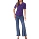 thumbnail image 2 of BLUSA CHIC para Mujeres con Cuello Peter Pan, Manga Corta Abullonada, Camisa Retro L Color Púrpura Oscuro, 2 of 6