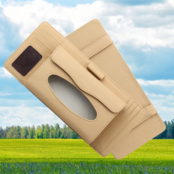 unbranded Caja Porta Pañuelos Para Solar De En Material PU Beige Con Espacio Para Cd Y Bolígrafo